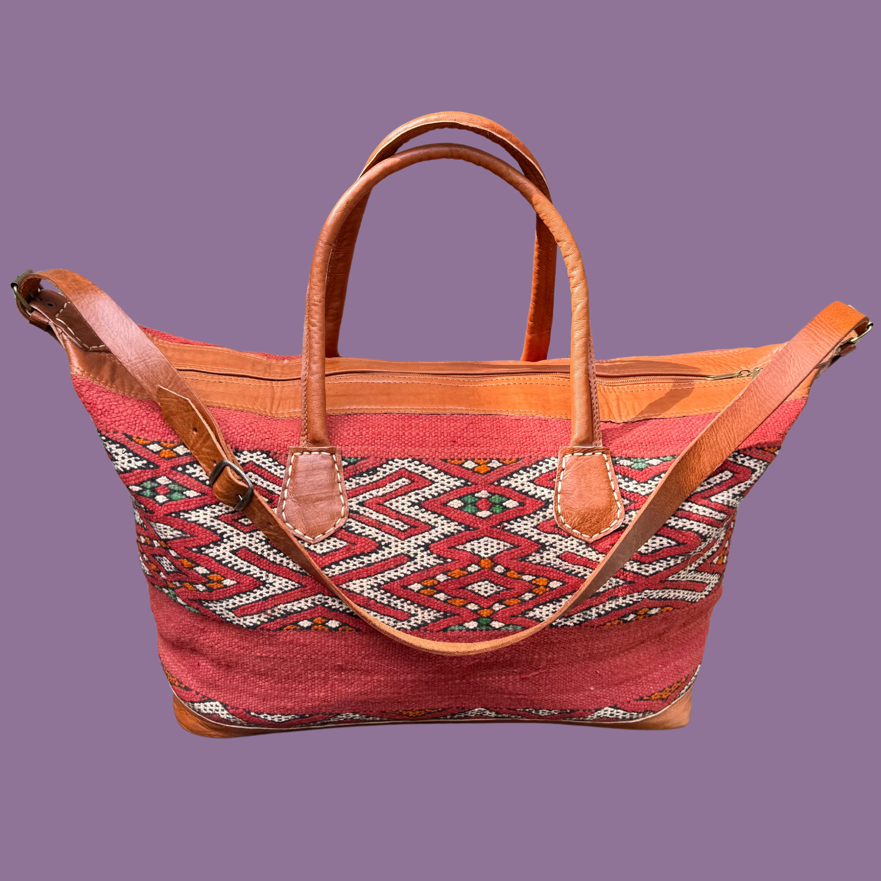 Kilim & Leather Weekender Bag