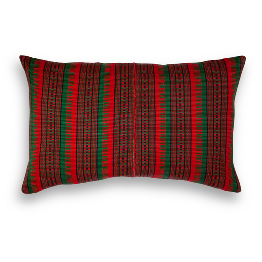 Huipil & Hemp Throw Pillow Cover - Holiday Colors