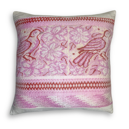 Handwoven Huipil & Cotton Throw Pillow Cover
