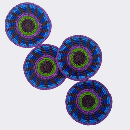 Purple & Blue Crocheted Coasters, Set of 4