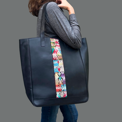 Large Tote with Huipil Accent