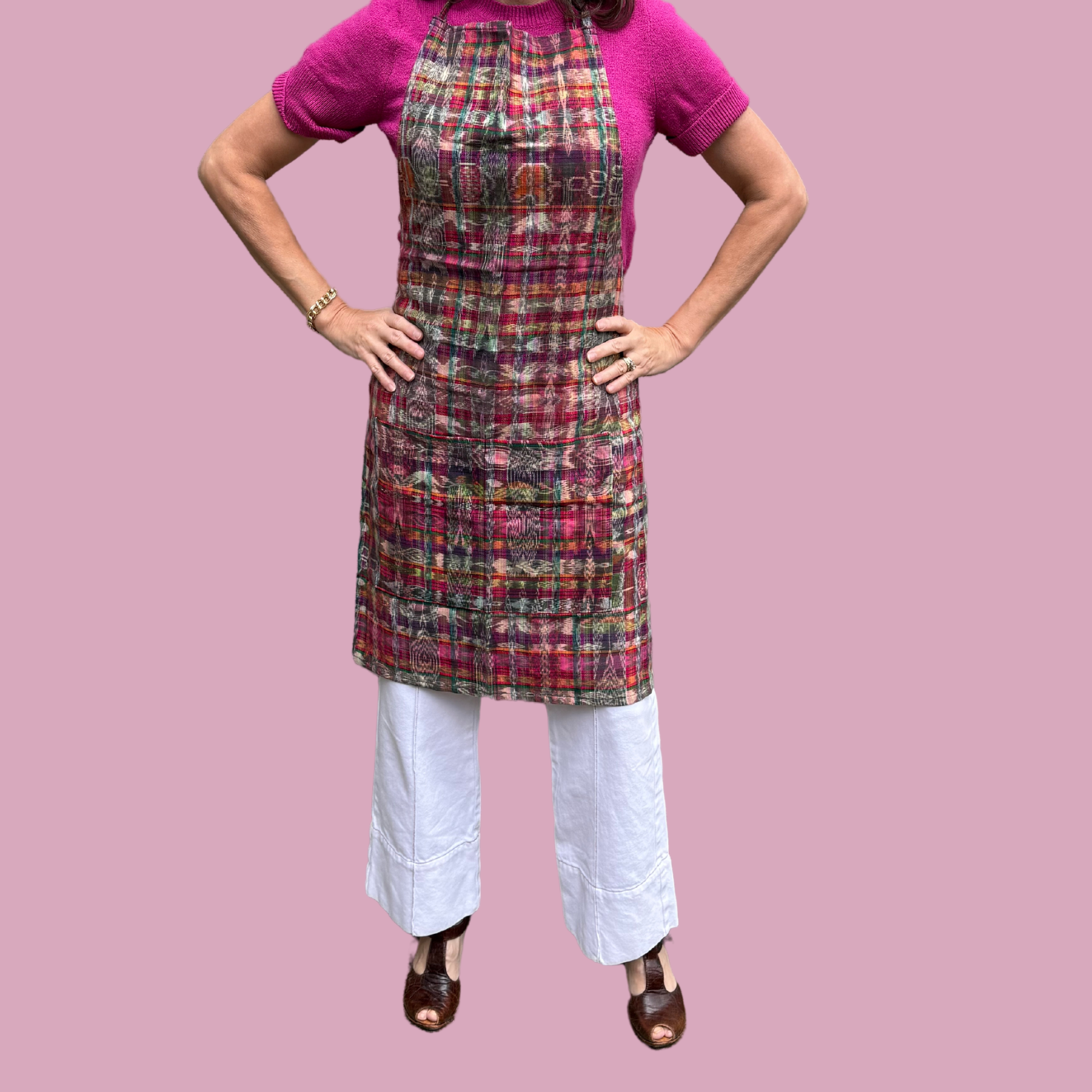 Handcrafted Cotton Apron – Made from Vintage Mayan Textiles (Adult Size)