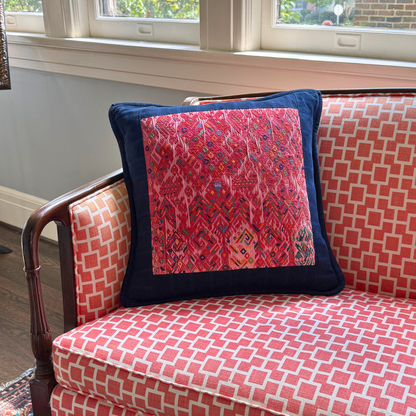 Embroidered Huipil & Handwoven Corte Throw Pillow Cover