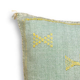 Mint Green Sabra Cactus Silk Kilim Pillow Cover | Handwoven Moroccan Home Decor