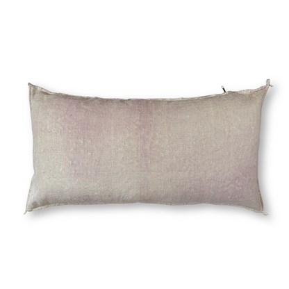 Light Pink/Beige Large Sabra Cactus Silk Lumbar Pillow | Handwoven in Morocco