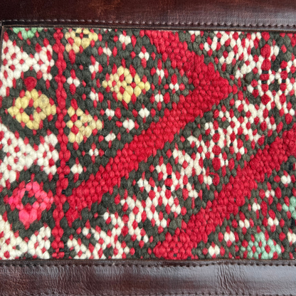 Leather & Kilim Crossbody Bag – Handmade in Morocco from Full-Grain Vegetable-Tanned Leather