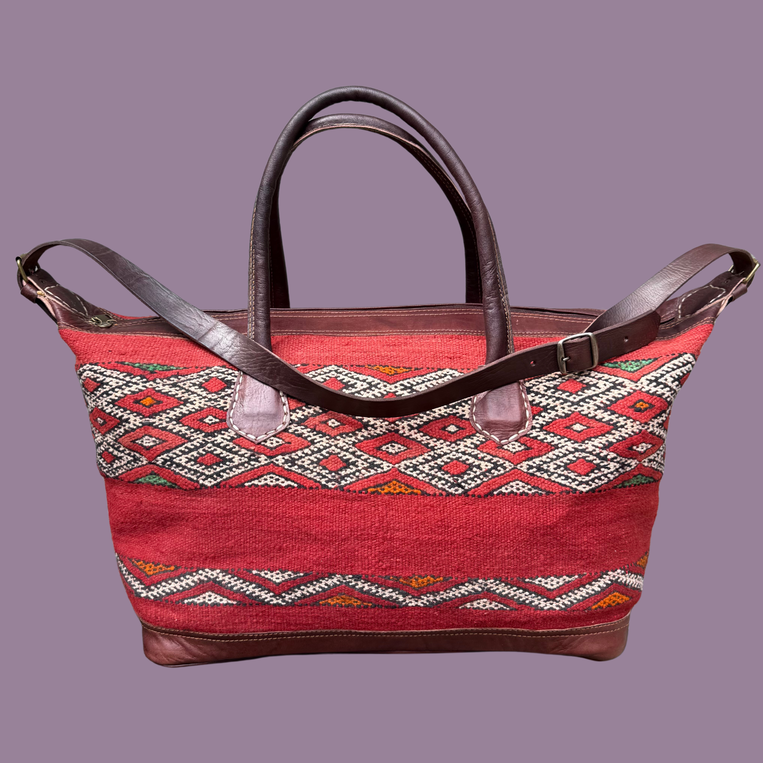 Kilim & Leather Weekender Bag