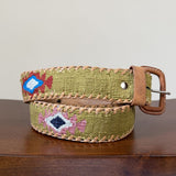 Light Olive Green Handwoven Guatemalan Whip-Stitched Belt