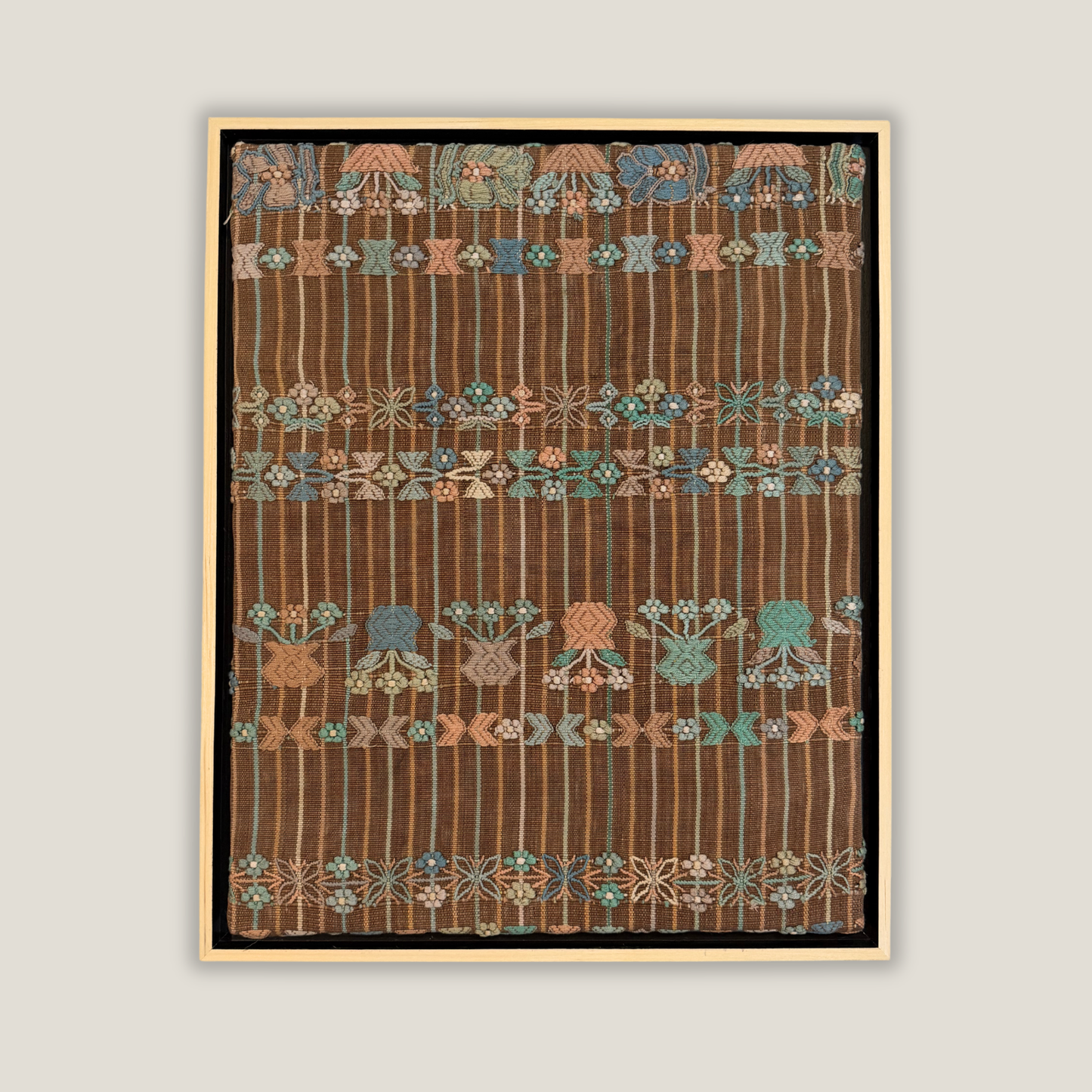 Stretched and Framed Handwoven Textile (Natural Wood Frame)