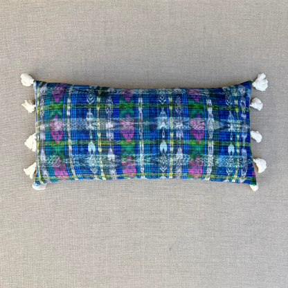 Handwoven Jaspe Colorful Throw Pillow with Tassels