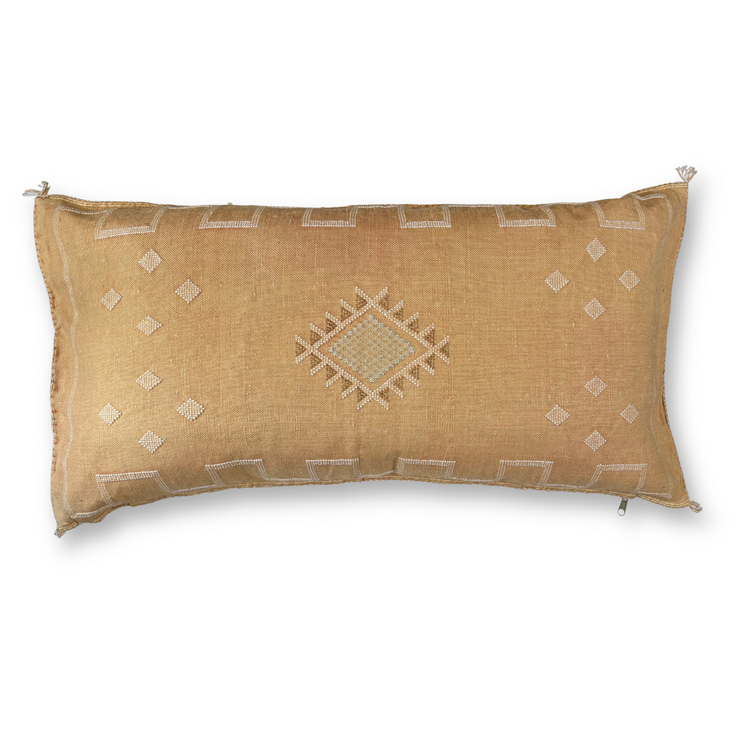 Gold Large Sabra Cactus Silk Lumbar Pillow | Handwoven in Morocco (Copy)