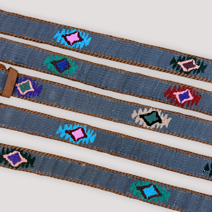 Light Denim-Colored (Blue-Grey) Handwoven Guatemalan Whip-Stitched Belt
