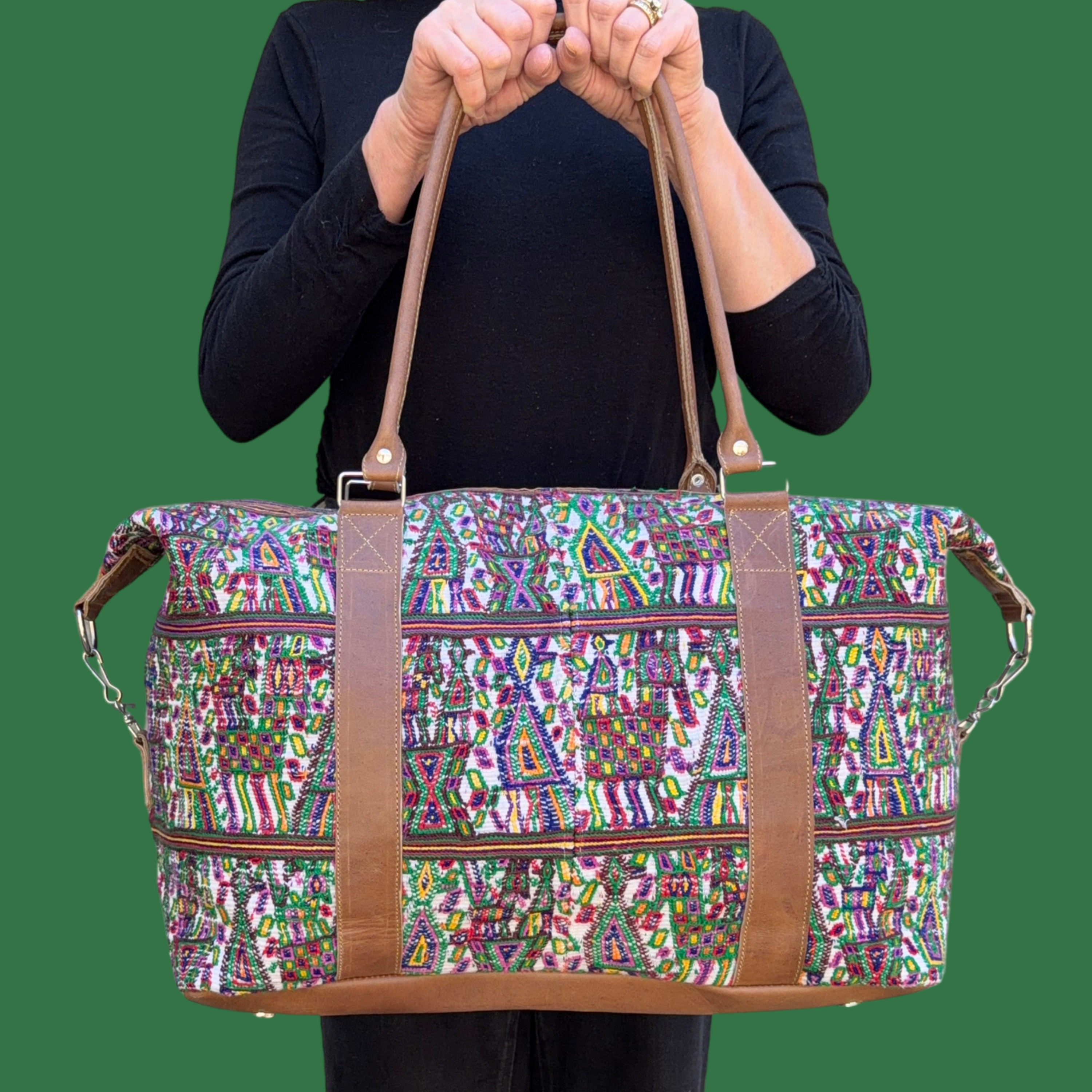 Embroidered Handwoven Huipil Mini-Weekender