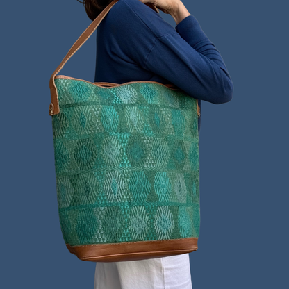 Green Huipil Bucket Bag