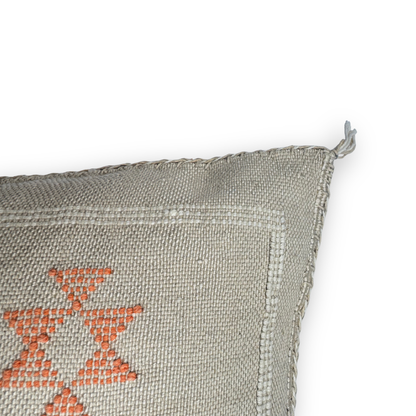 Light Tan Sabra Cactus Silk Kilim Pillow Cover | Handwoven Moroccan Home Decor