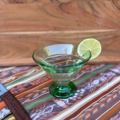 Handblown Green Martini/Margarita Glasses, Set of 2