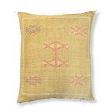 Gold Sabra Cactus Silk Kilim Pillow Cover | Handwoven Moroccan Home Decor
