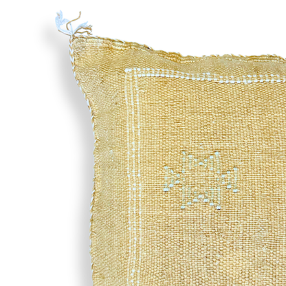 Gold Sabra Cactus Silk Kilim Pillow Cover | Handwoven Moroccan Home Decor