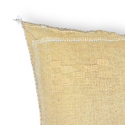 Gold Sabra Cactus Silk Kilim Pillow Cover | Handwoven Moroccan Home Decor