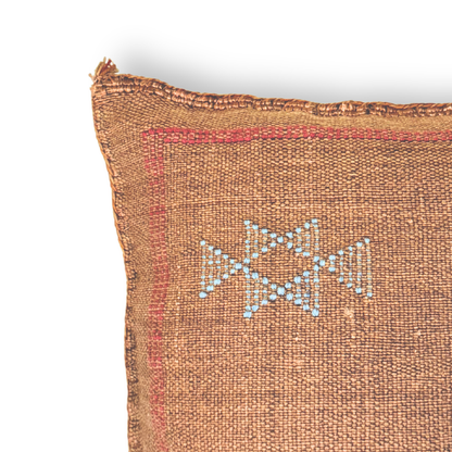 Dark Terracotta Sabra Cactus Silk Kilim Pillow Cover | Handwoven Moroccan Home Decor