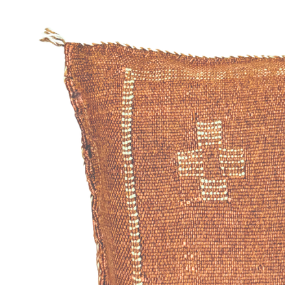 Dark Terracotta Sabra Cactus Silk Kilim Pillow Cover | Handwoven Moroccan Home Decor