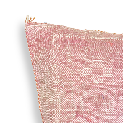 Pink Sabra Cactus Silk Kilim Pillow Cover | Handwoven Moroccan Home Decor
