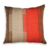 Handwoven Color Block & Hemp Pillow - Tan & Orange