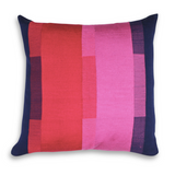 Handwoven Color Block & Hemp Pillow - Pink & Navy