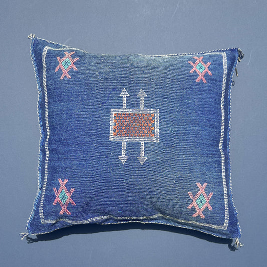 Blue Cactus Silk Kilim Pillow
