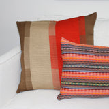 Handwoven Color Block & Hemp Pillow - Tan & Orange