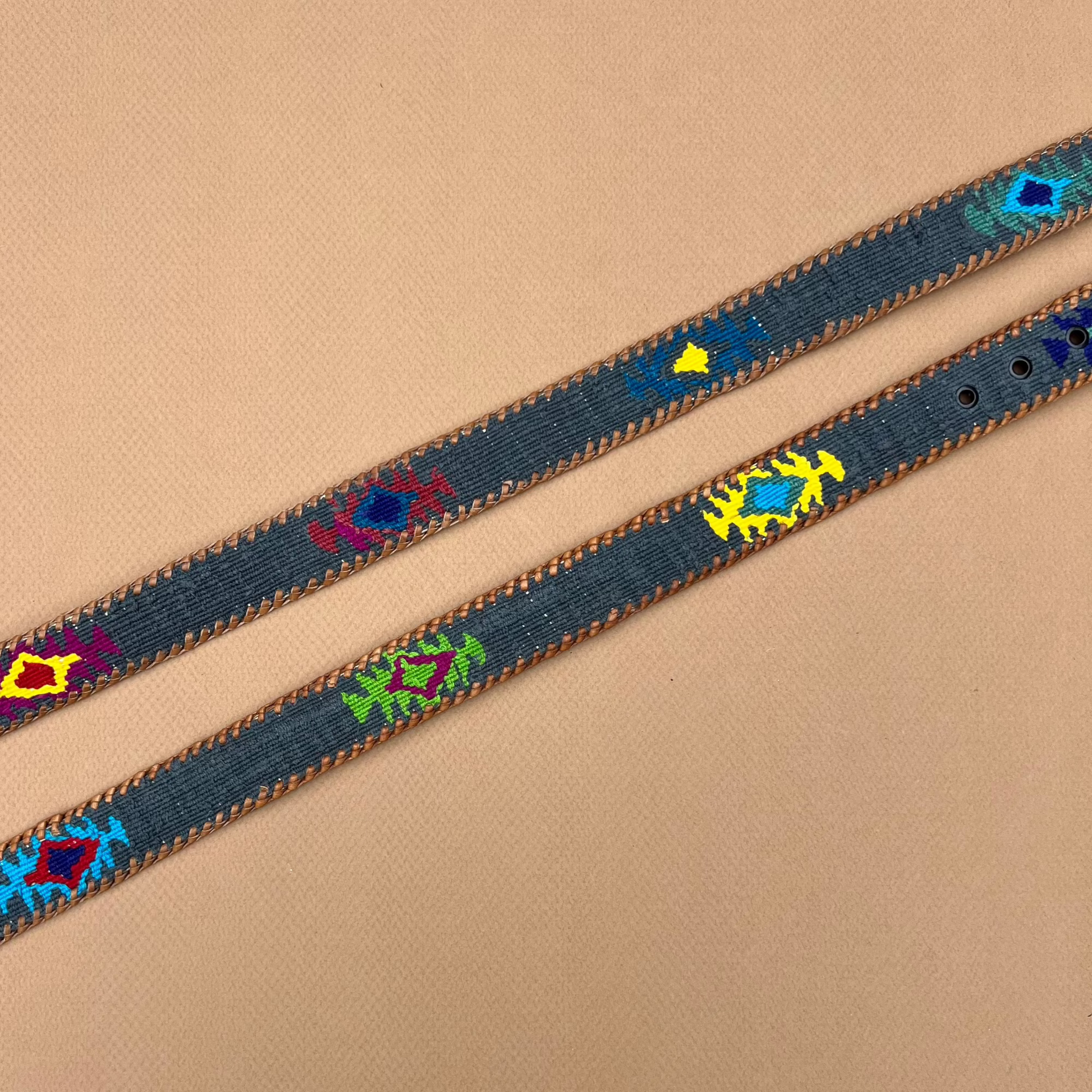 Different Colors on Denim-Colored Guatemalan Belt