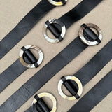Handcrafted Black Leather Belt with Horn Buckle