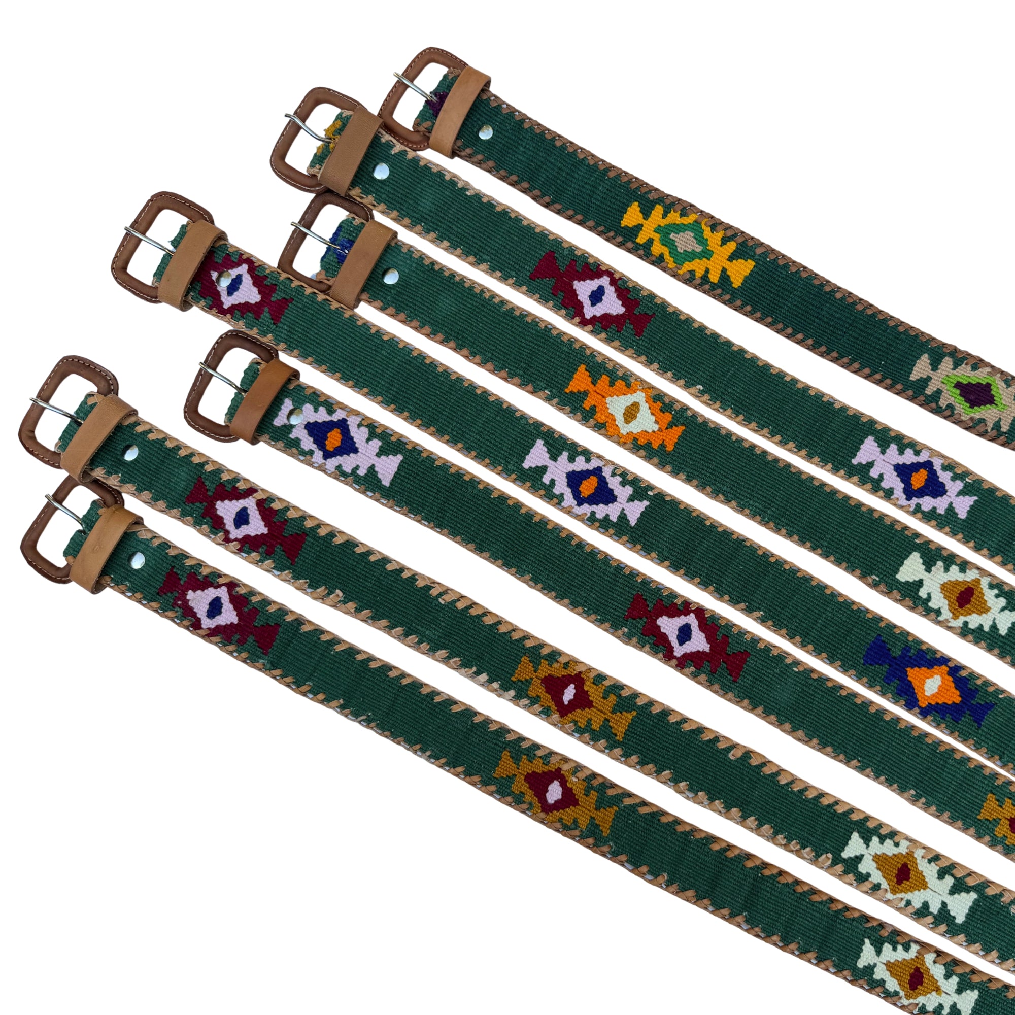 Forest Green Handwoven Guatemalan Whip-Stitched Belt