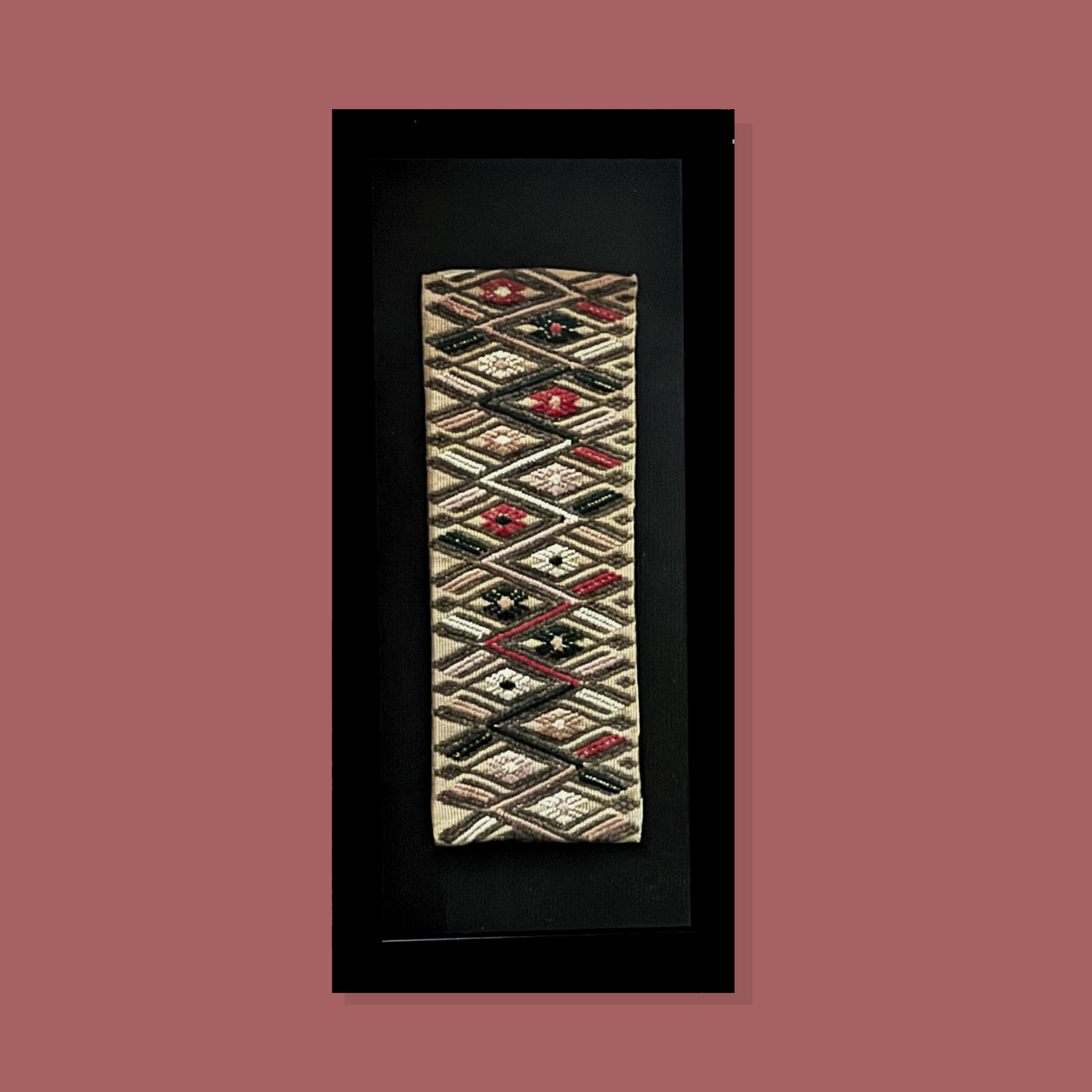 Framed handwoven textile wall art