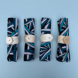 Hair on Hide Stud Closure Napkin Rings (White/Cream)