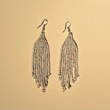 Ceramic Bead Earrings - Cream-Yellow Fringe