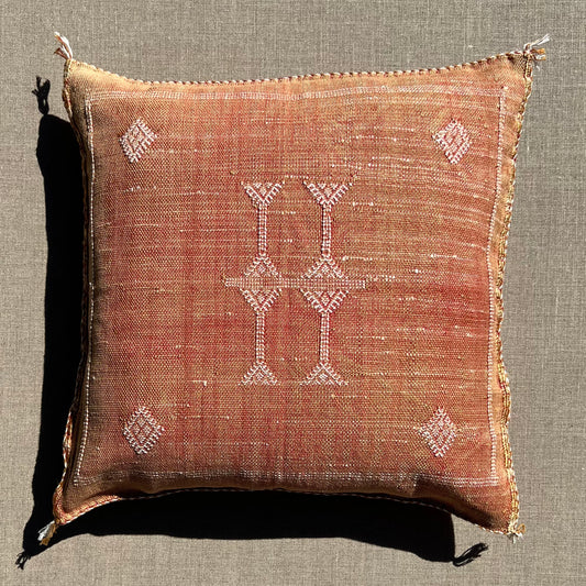 Terra Cotta Cactus Silk Kilim Pillow