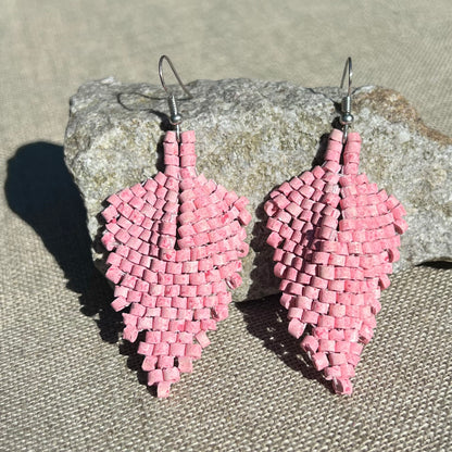 Ceramic Bead Earrings - Leaf-Shaped (More Colors Available)