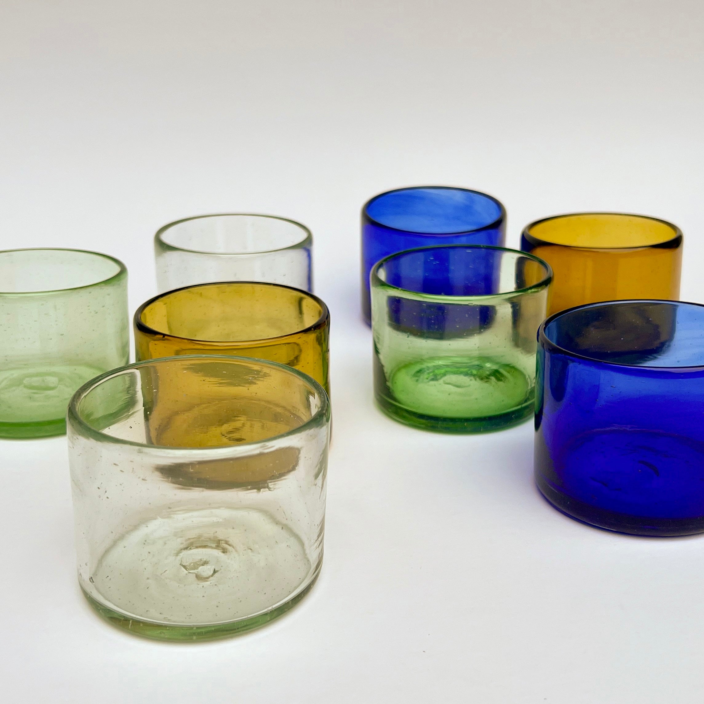 Handblown Blue Bodega Wine Glasses, Set of 2