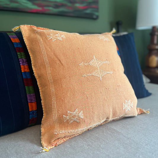 Peach Cactus Silk Kilim Pillow