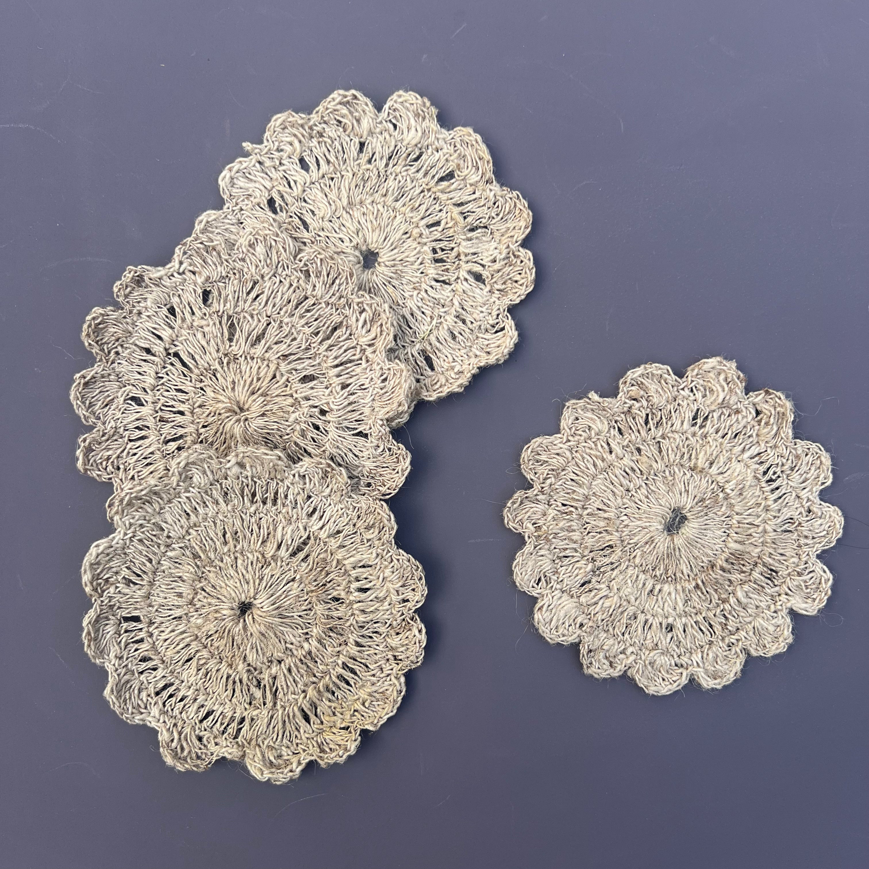 Handcrafted Himalayan Nettle Coasters – Eco-Friendly, Hand-Crocheted Table Decor (Set of 4)