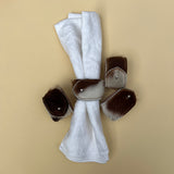 Hair on Hide Stud Closure Napkin Rings (Brown/Cream)