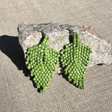 Ceramic Bead Earrings - Leaf-Shaped (More Colors Available)