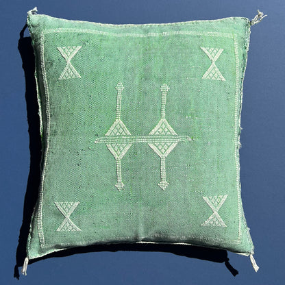 Green Cactus Silk Kilim Pillow