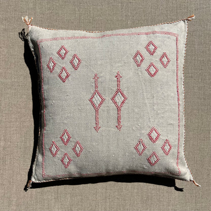 Grey & Pink Cactus Silk Kilim Pillow