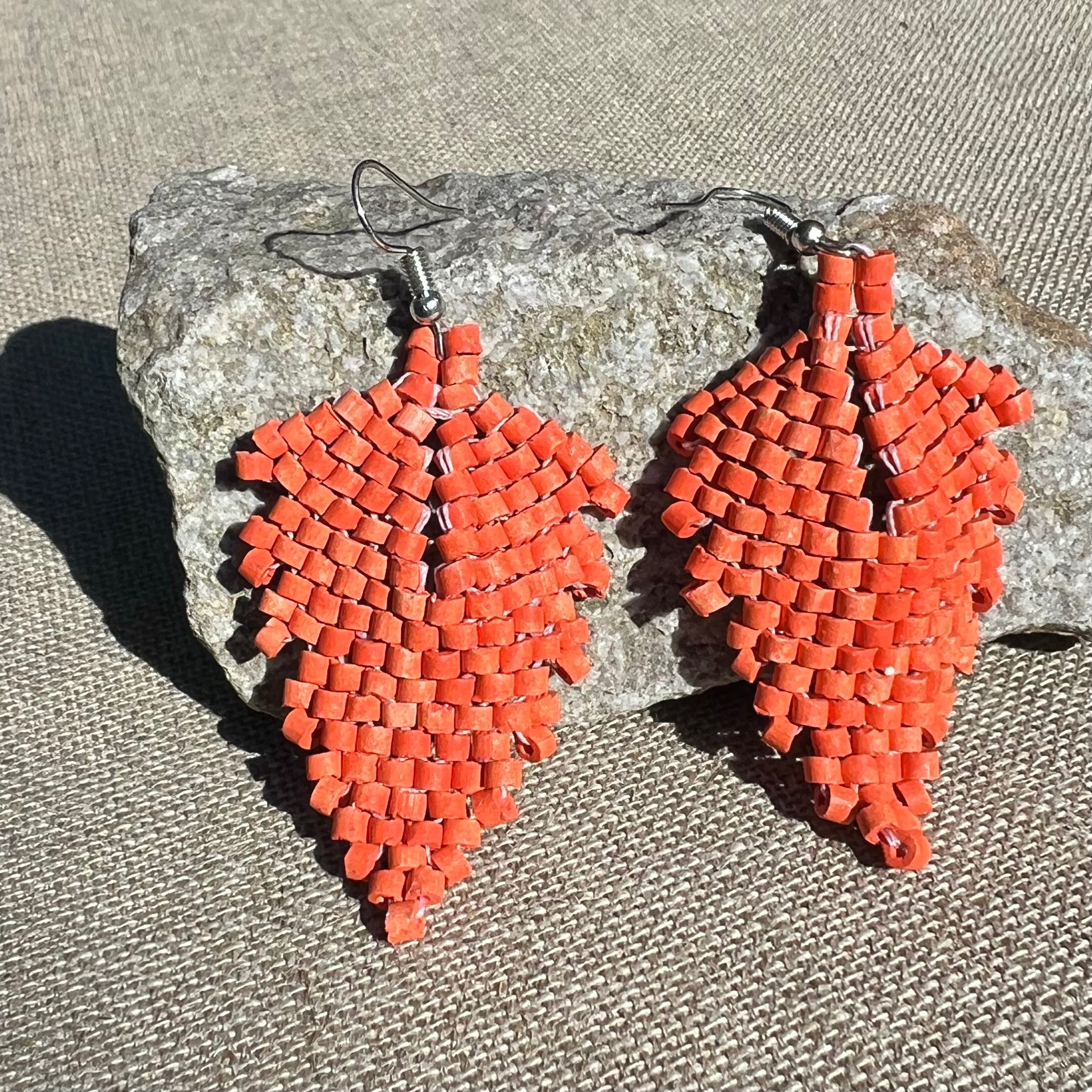 Ceramic Bead Earrings - Leaf-Shaped (More Colors Available)