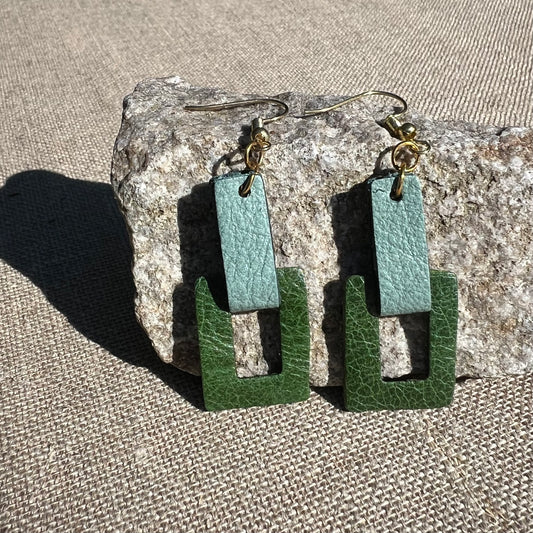 Two-Toned Reclaimed Leather Earrings (More Colors Available)