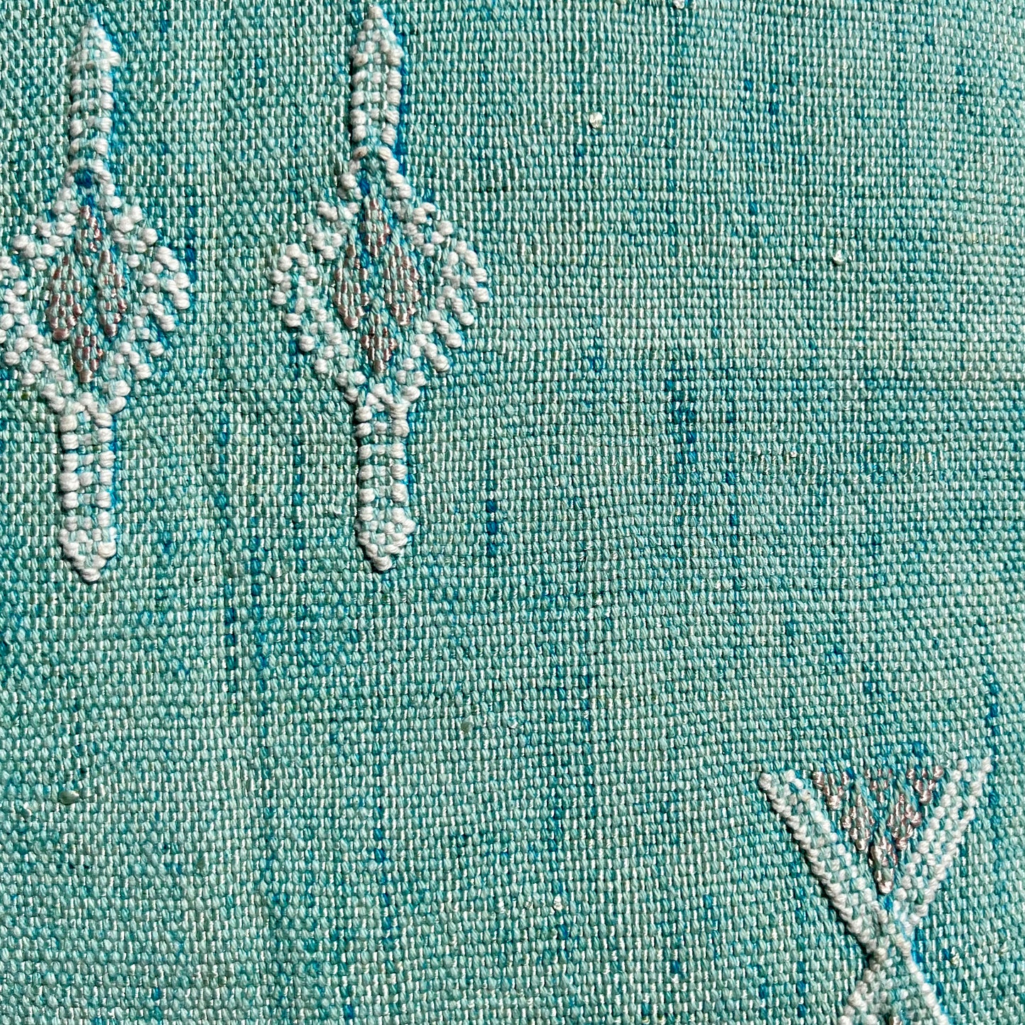 Seafoam Blue Cactus Silk Kilim Pillow