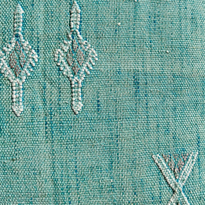 Seafoam Blue Cactus Silk Kilim Pillow