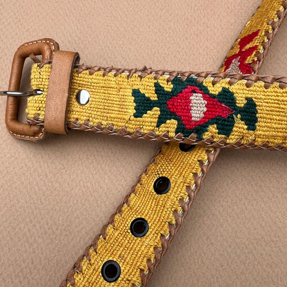 Gold Guatemalan Belt - Leather Buckle